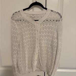 J. Crew Cream Open-Knit Button Cardigan